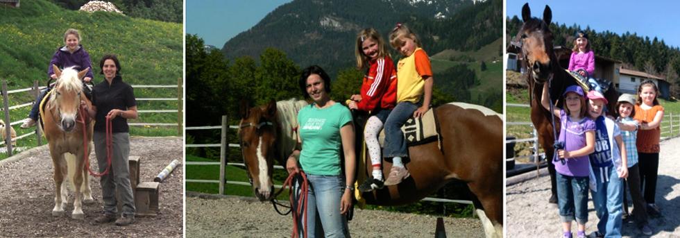 Kinder reiten auf dem Haflinger bei der reitpädagogischen Betreuung